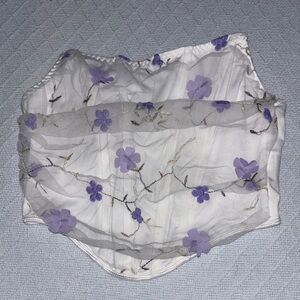 White and Purple Floral Sheer corset